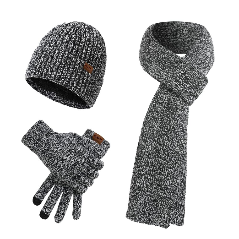 3004 winter thickened hat, scarf, and touchscreen gloves set and , suitable